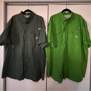 Columbia Men’s PFG Bonehead Short Sleeve Fishing Shirts XXL Gray Green Bundle